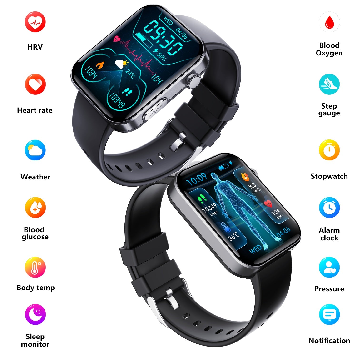 Smart Watch For Men Women Healthy Mornitoring Ips Screen Fitness Tracker With Bluetooth Call  IP67 Waterproof Heart Rate Sleep SpO2 Monitor Pedometer Multiple Sports 7 Days Battery Life